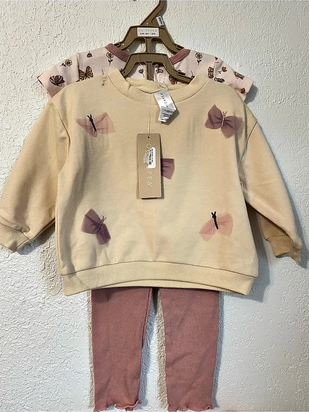 Chickpea Butterfly Matching Set Pink & Cream Baby 18M NWT